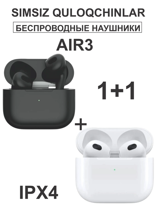 Simsiz quloqchinlar AIR3, sensorli, 1+1 iPhone va Android uchun naushnik