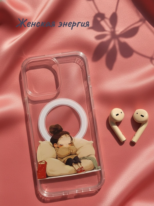 IPhone uchun shaffof g‘ilof MagSafe bilan, qizlar uchun yumshoq dizayn, barcha modellar