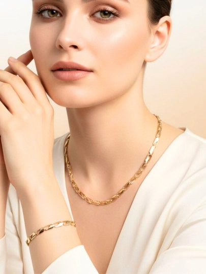 Набор цепочка и браслет в стиле Messika, Bvlgari, Van Cleef Xuping-Cartier — NOZE01-CHANELL-АМЕТИС
