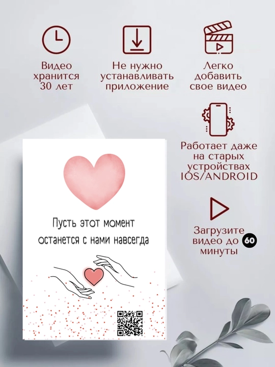 Jonlanadigan otkritka video bilan — shaxsiy sovg‘a, sovg‘a uchun AR otkritka QR-kod bilan
