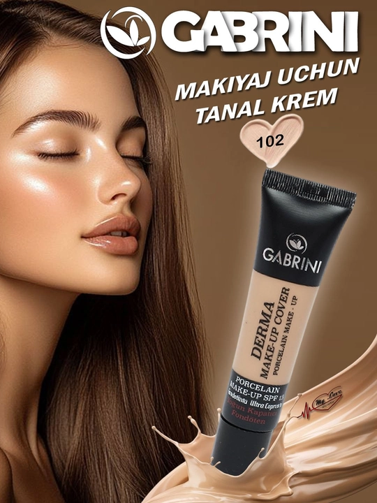 Matlovchi Gabrini Derma Tonal kremi, makiyaj uchun juda ishonchli krem SPF 15, 40 ml