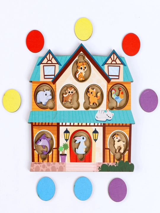 Puzzle ramkasi - "Uyda yashirish va qidirish" ni joylashtiring, 32 dona, xotira