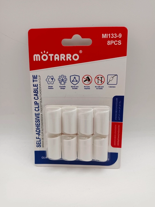 Самоклеящийся держатель для проводов MOTARRO, набор 8 шт, для кабелей, размер 1.5×2.6 см