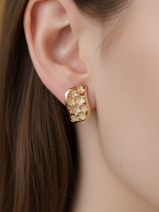 Золотое кольцо и серги комплект, золото 585 пробы, 6.5 г, модель D29K, DIAMOND