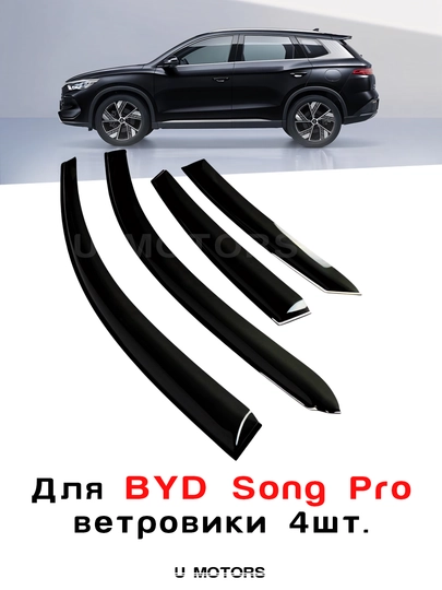 Дефлекторы боковых окон, ветровики BYD Yuan Up/ Song Pro/Song Plus/Sealion 06/07/Smart — UMOTORS-WIND1-ШОКОЛ