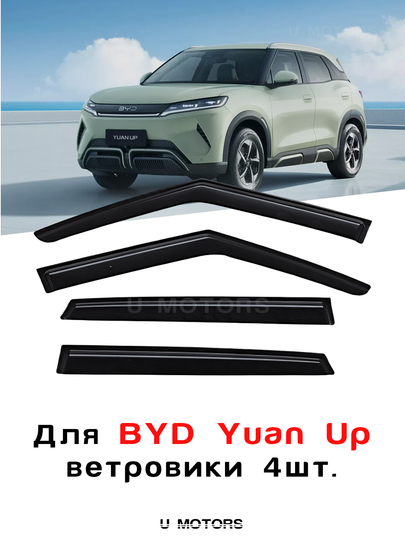 Дефлекторы боковых окон, ветровики BYD Yuan Up/ Song Pro/Song Plus/Sealion 06/07/Smart — UMOTORS-WIND1-ЧЕРН