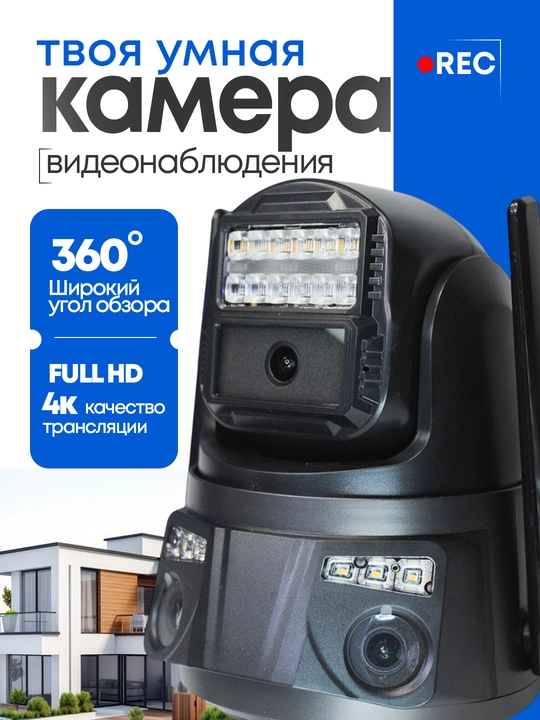 Wi-Fi камера наблюдения для дома и двора – HD, двойная антенна, LED-подсветка - 