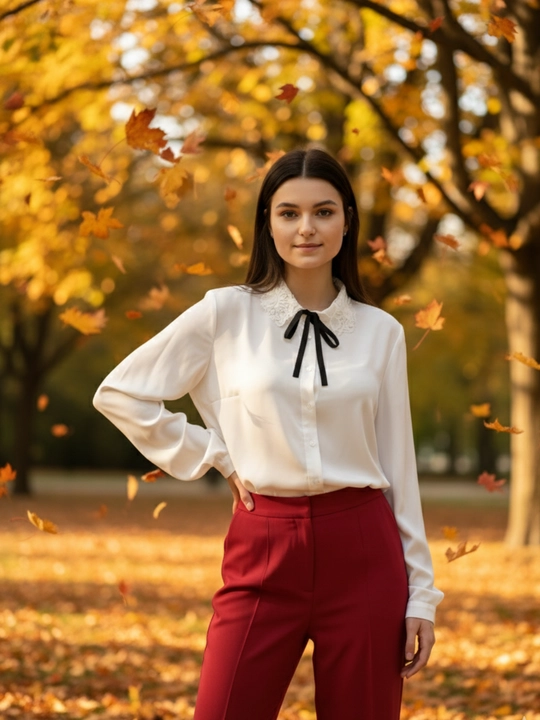 Блузка с ажурным воротником KIWE - 