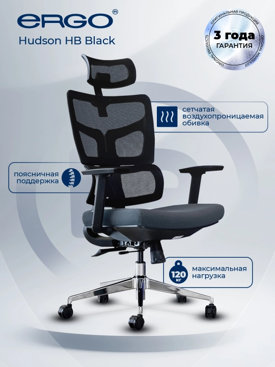 Kompyuter kreslosi, Ergo Hudson HB Black - 