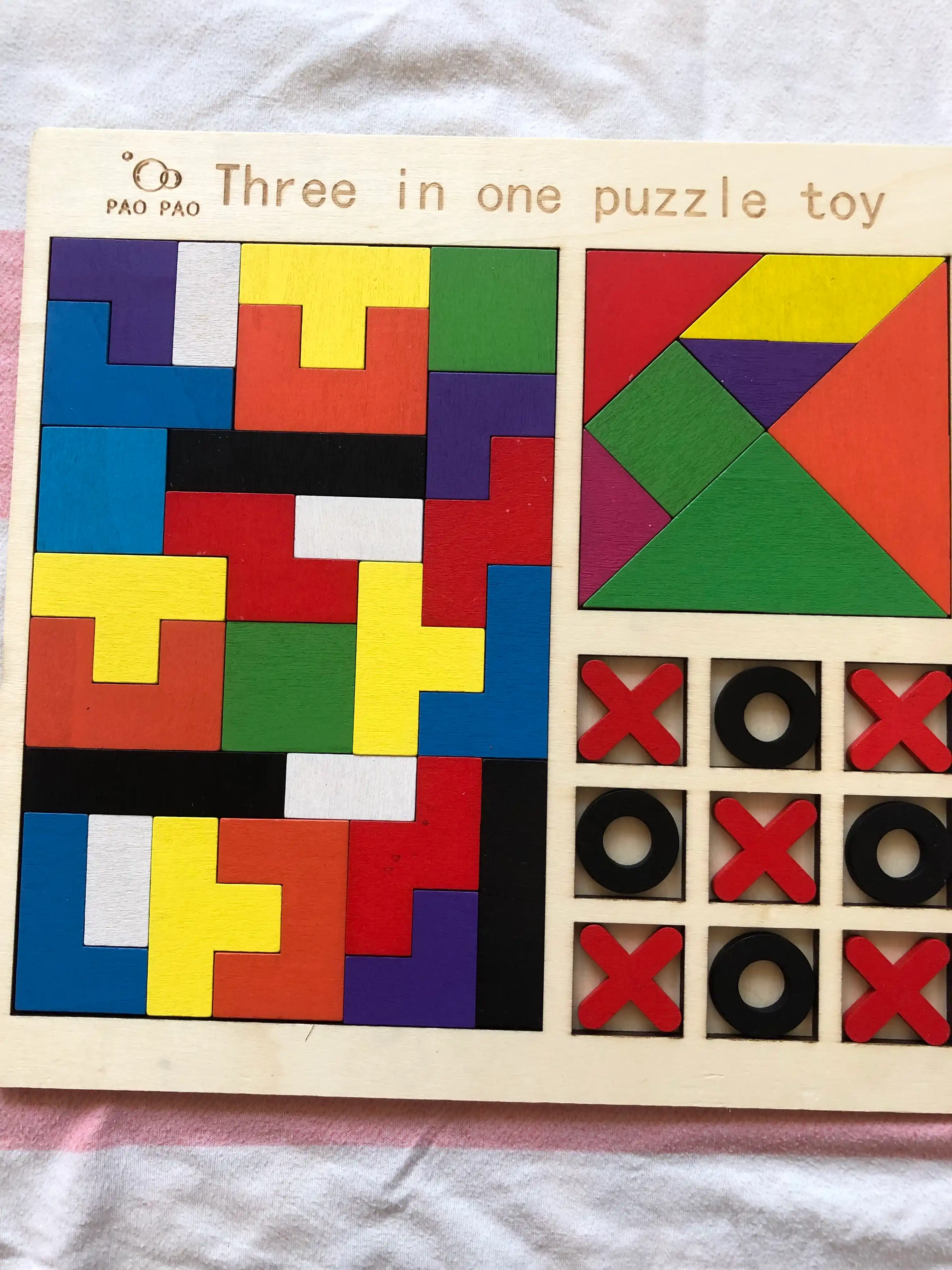 Ta'limiy yog'och jumboq o'yini Tangram, magnitli, tangram vazifalar bilan, tetris