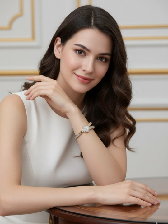 Ayollar uchun oltin braslet, bilaguzuk, 585 namuna, 19.4 gr, D10B model, DIAMOND
