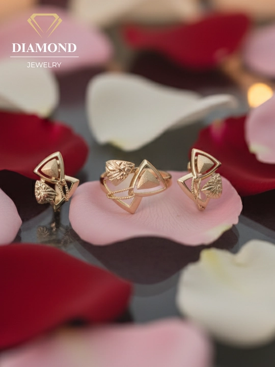 Золотое кольцо и серги комплект, золото 585 пробы, 5.81 г, модель D15K, DIAMOND