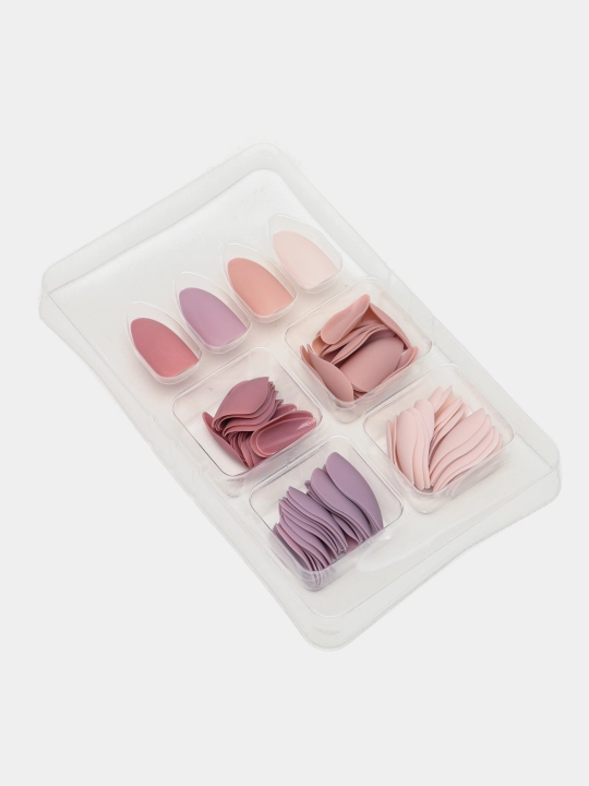 Soxta tirnoqlar to'plami, kvadrat shaklli, 96 dona, 24 donadan - 4 xil rangda, Pink Key