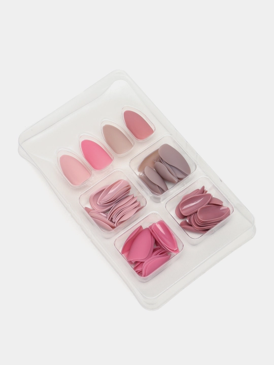 Soxta tirnoqlar to'plami, kvadrat shaklli, 96 dona, 24 donadan - 4 xil rangda, Pink Key