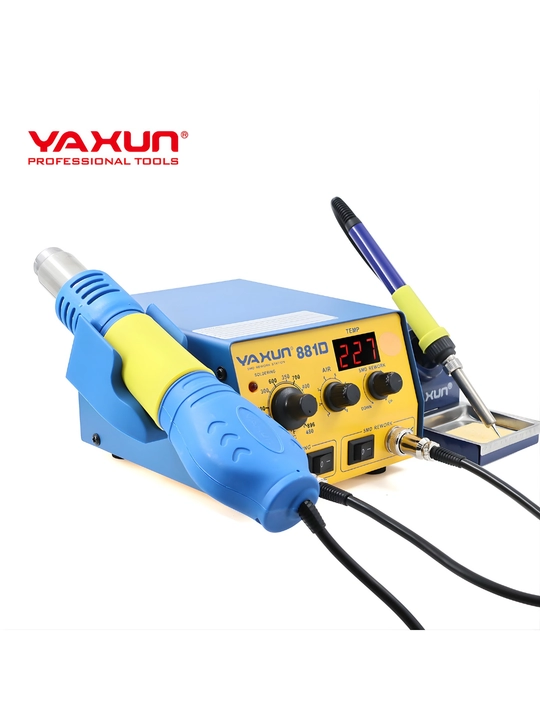 YAXUN 881D 2-в-1 паяльная станция с феном и паяльником - 