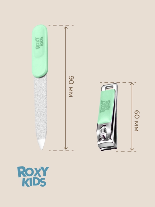 ROXY-KIDS Yangi tug‘ilgan chaqaloqlar uchun 3 ta 1 da manikyur to‘plami: qaychi, qisqich, egov 0+