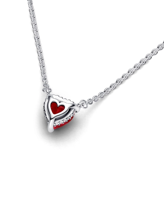 Серебряное колье Pandora с красным сердцем, серебро 925 пробы 392542C01