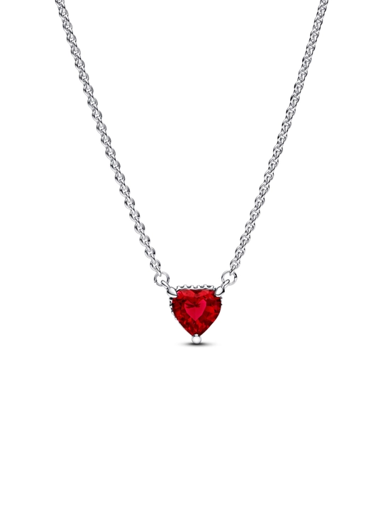 Серебряное колье Pandora с красным сердцем, серебро 925 пробы 392542C01