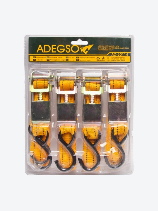 ADEGSO AD-60114 yuk mahkamlash tasmalari to‘plami, 4 dona - yuk ko‘tarish qobiliyati 800 kg, uzunligi 4,5 m - 