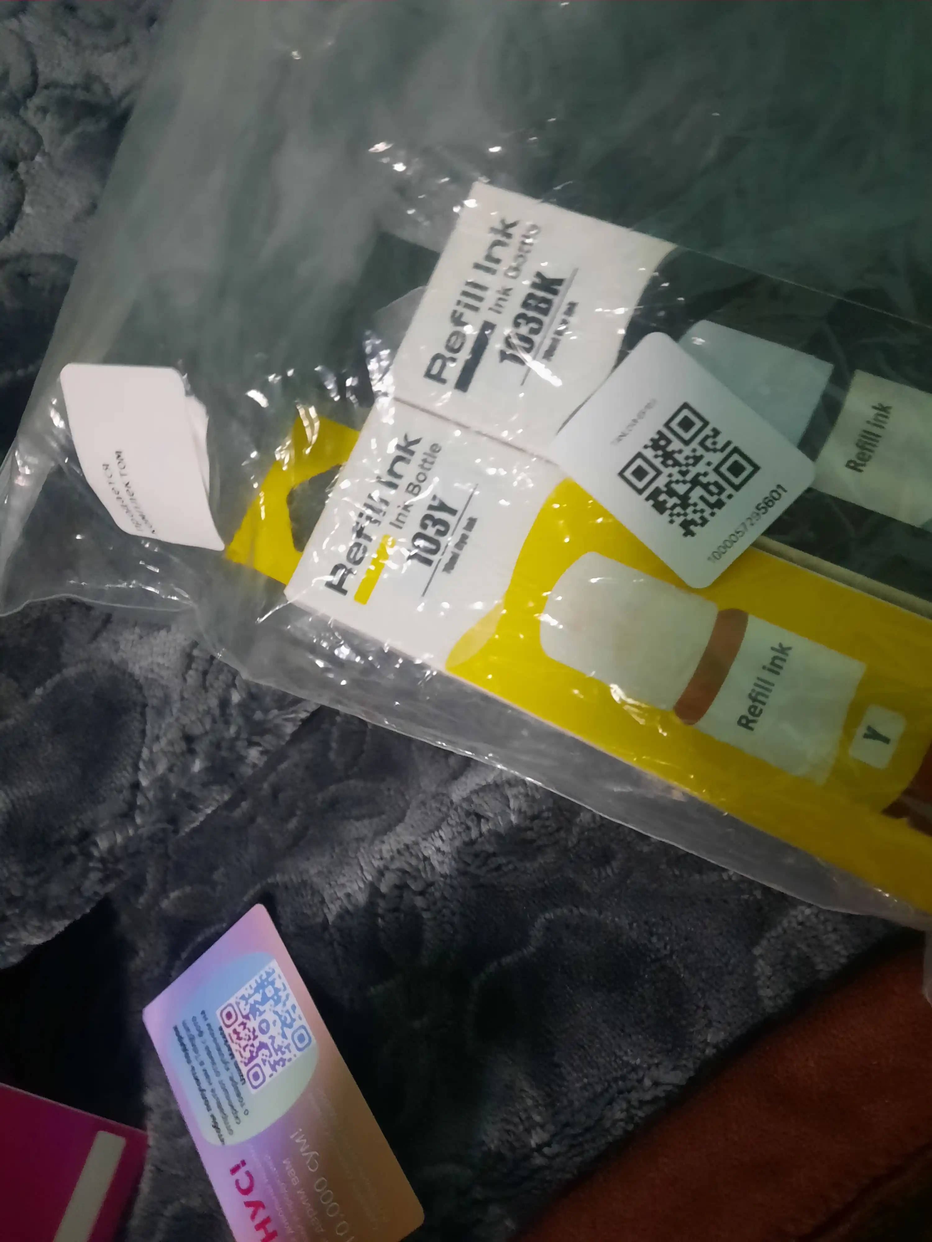 Siyoh Epson 103, l3150, l3250, 103 EcoTank printer bo'yog'i, 4 rang + 1 qora sovga