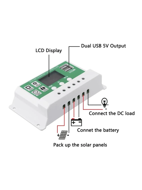 Контроллер заряда солнечной батареи PWM 20A 12V/24V - 