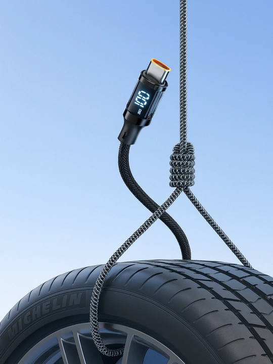 IPhone uchun aqlli zaryad kabeli raqamli indikator bilan, Lightning 100 sm, ilgich sovg‘a - 
