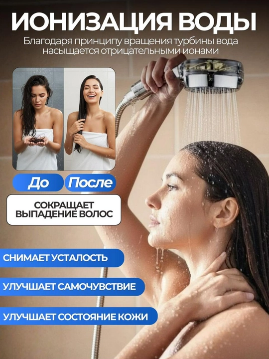 Лейка для душа, турбо лейка, массажная, фильтр для воды в подарок, увеличивает напор - 