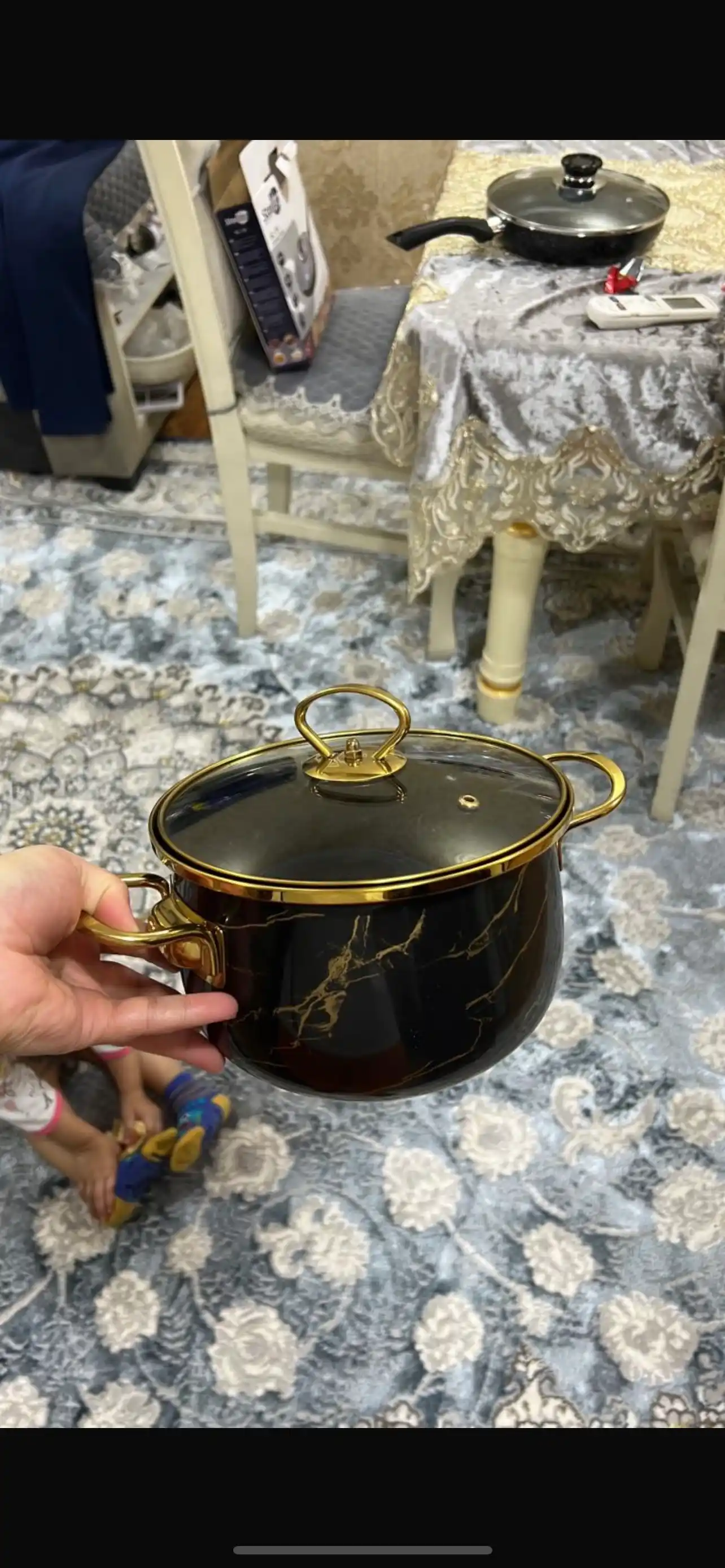 Emal qozoncha marmar dizayn – 2l, 3l, 4l, 5l, 6l, 8l