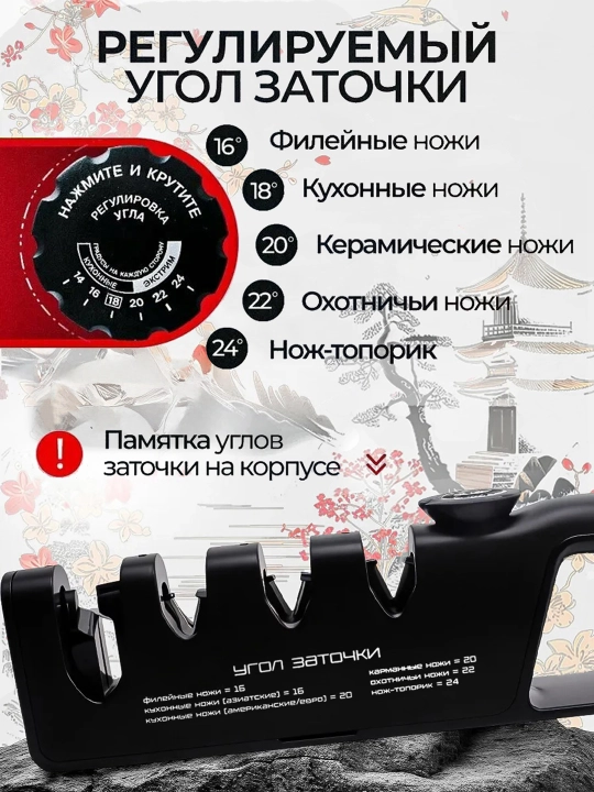 Точилка для ножей и ножниц механическая, ручная ножеточка, кухонная заточка для дома
