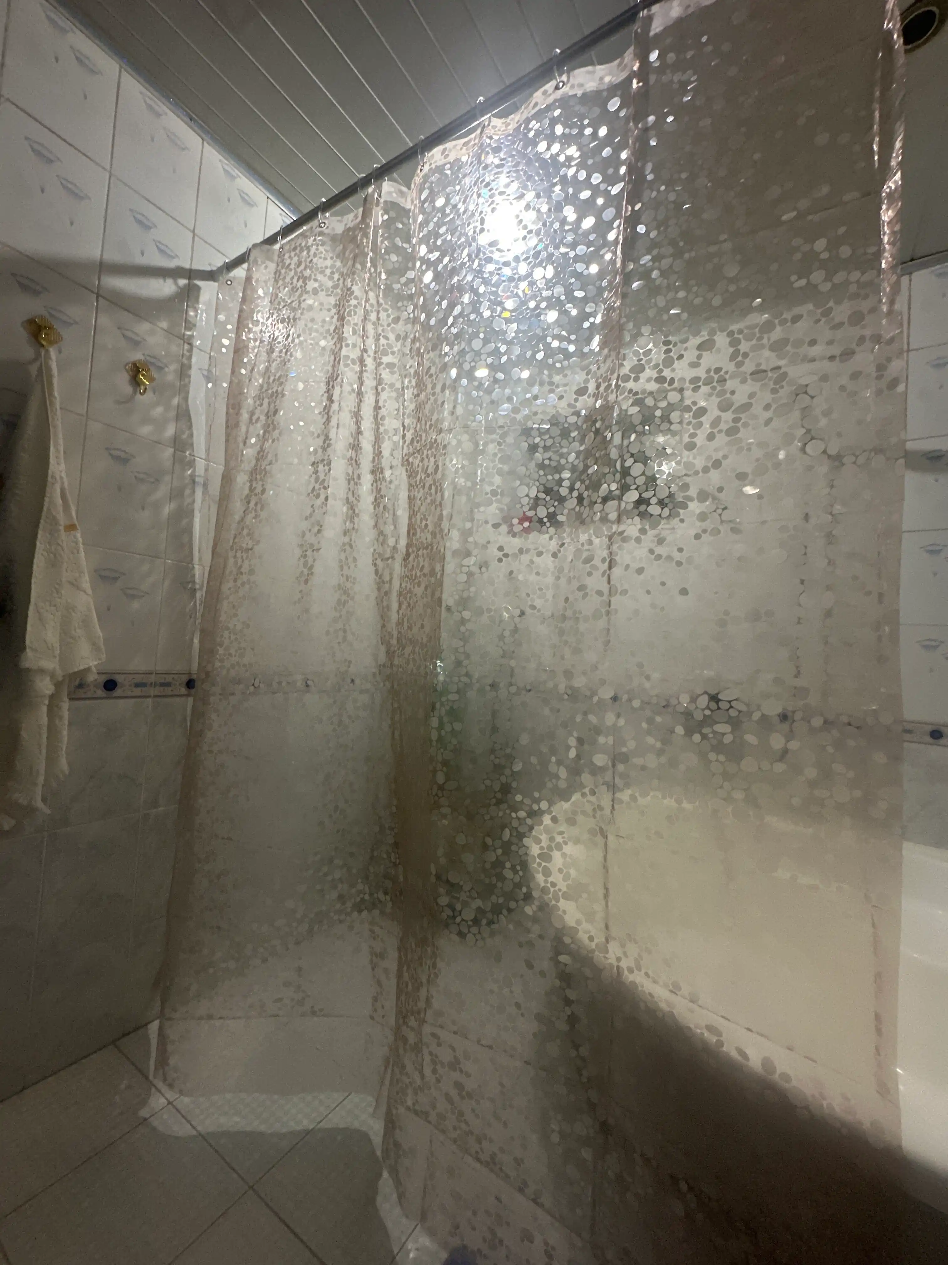 PEVA materialli hashamatli hammom pardasi, 180 × 200 sm, 12 ta halqali