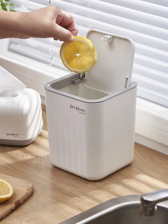 Qopqoqli stol usti chiqindi chelagi, J&S Home “Volna”, 2,6 l, oshxona va ofis uchun