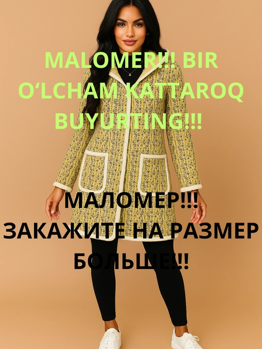 Ayollar uchun issiq qishki kurtka-palto milliy uslubda — mo‘ynali shuba-dublyonka, MALOMER