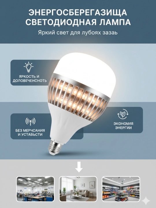 Osma LED lyustra E27 100-200Vt energiya tejovchi oq yorug‘lik ESNCO