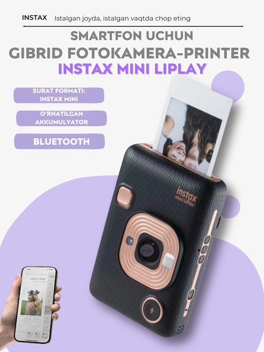 Smartfon uchun gibrid fotokamera-printer Instax Mini LiPlay