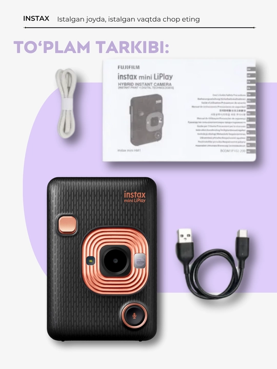 Smartfon uchun gibrid fotokamera-printer Instax Mini LiPlay