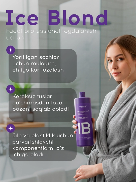 Шампунь бессульфатный для нейтрализации желтизны Concept Professional, для светлых волос