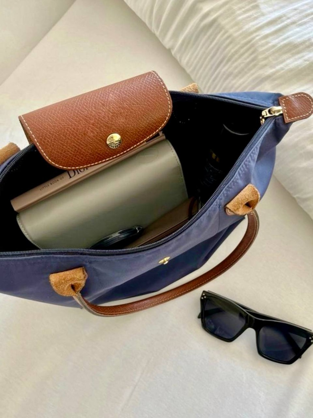Maktab sumkasi, katta, ayollar uchun, Longchamp uslubida, o‘lchami M, tovut, shopper, A4 formatda