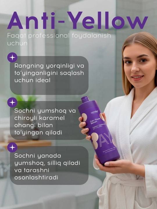Tonik balzam Karamel Blond, sariq va bo'yalgan sochlar uchun Concept