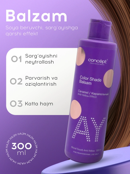 Tonik balzam Karamel Blond, sariq va bo'yalgan sochlar uchun Concept