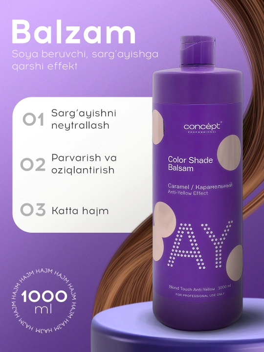 Tonik balzam Karamel Blond, sariq va bo'yalgan sochlar uchun Concept