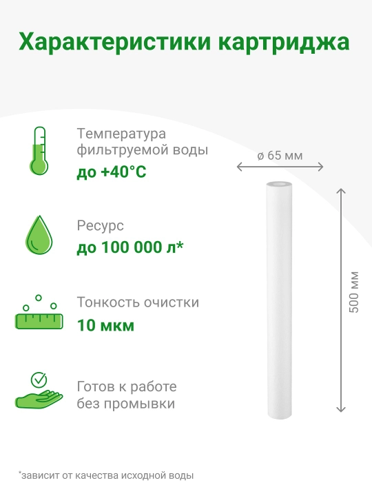 Картридж механика PP 10 - 20SL для холодной воды, полипропилен, от грязи, от ржавчины