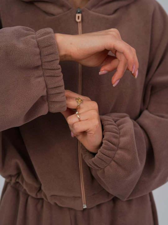 Комплект женской одежды, штаны и худи из флиса, oversize