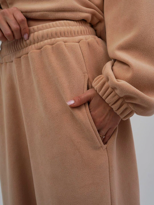 Комплект женской одежды, штаны и худи из флиса, oversize