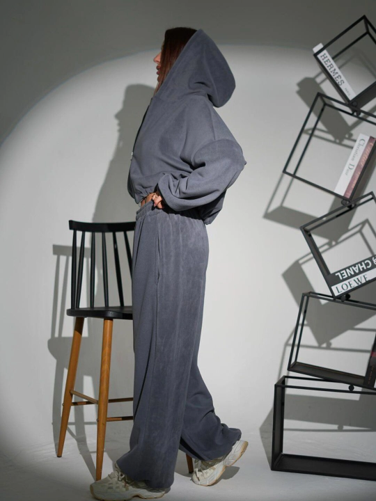 Комплект женской одежды, штаны и худи из флиса, oversize
