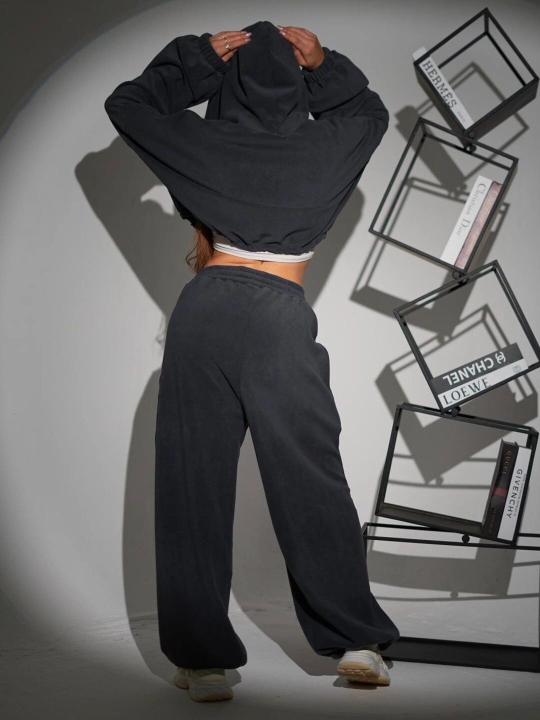 Комплект женской одежды, штаны и худи из флиса, oversize