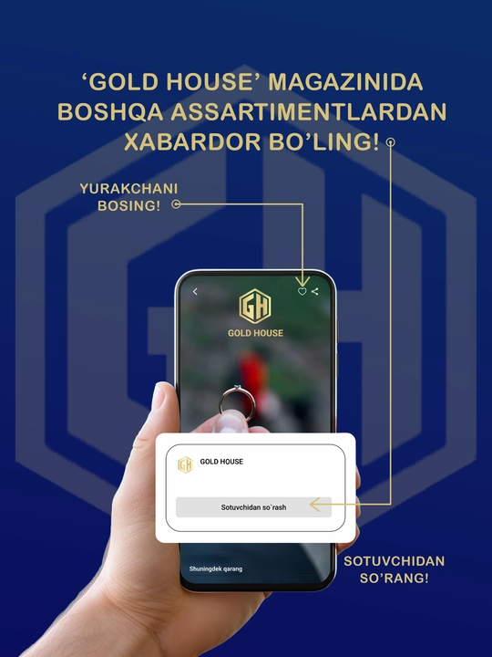 GOLD HOUSE D25A oltin taqinchoqlar to‘plami — uzuk va zirak, 585 proba