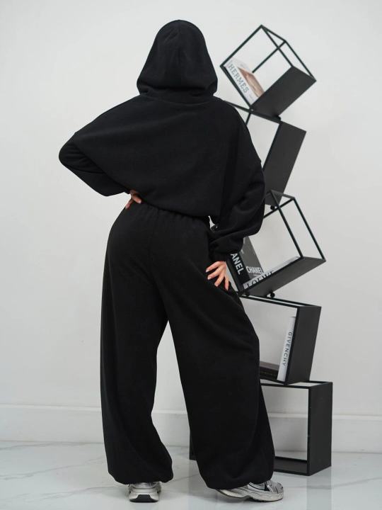 Комплект женской одежды, штаны и худи из флиса, oversize