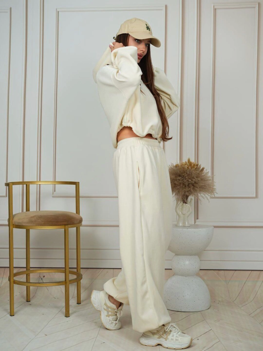 Комплект женской одежды, штаны и худи из флиса, oversize