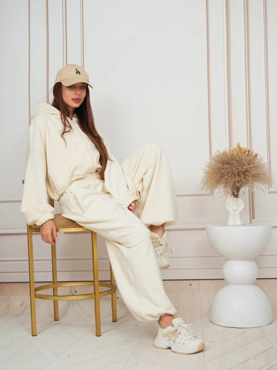 Комплект женской одежды, штаны и худи из флиса, oversize