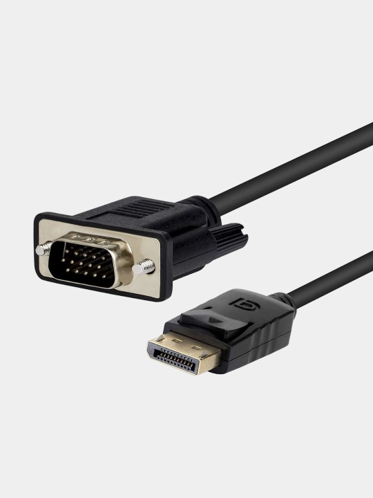DisplayPort → VGA kabel 1.8 m, Full HD 1080p, qora, chipli